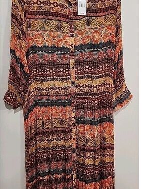 Karyn Seo Handmade…Boho Printed Button-Front Dress - Multi-Color